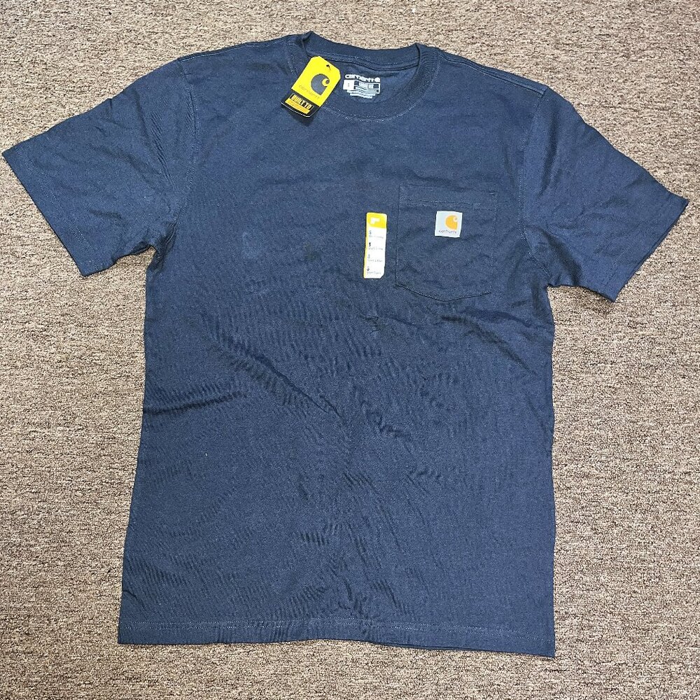 NWT MENS SIZE S CARHARTT BLUE LOOSE FIT SHORT SLEEVE POCKET T-SHIRT TEE SHIRT